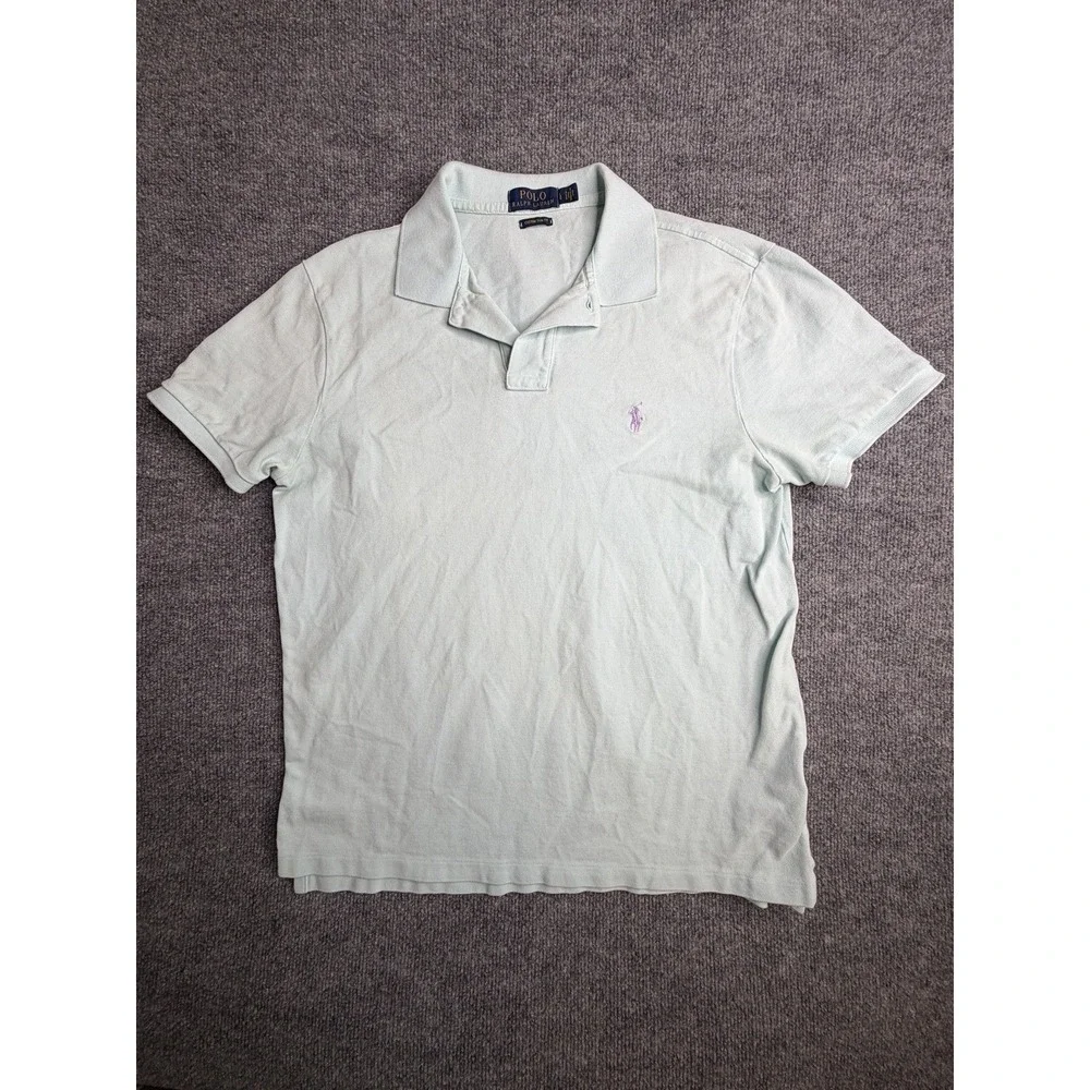 Polo Ralph Lauren Mesh Polo‎ Shirt Mens Large Blue Cotton Pony Logo Classic Fit